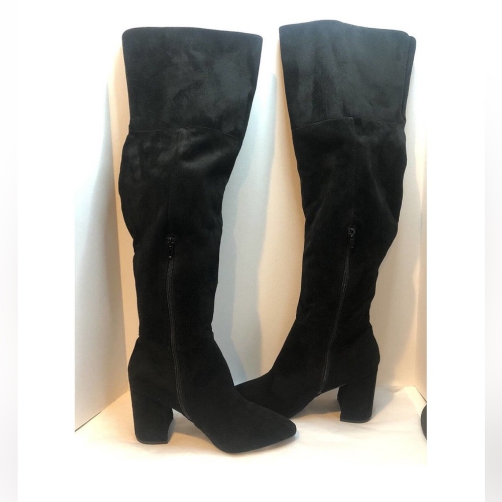 11W Suede Over the Knee Block Heel Boots